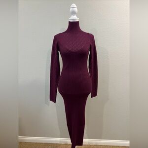 Sophia Vergara Purple Turtleneck Midi Stretch Dress Size Small